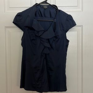 Express Dark Blue ruffle blouse